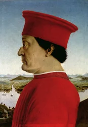 Federigo da Montefeltro (1422-82) Hertog van Urbino, c.1465 (detail)
